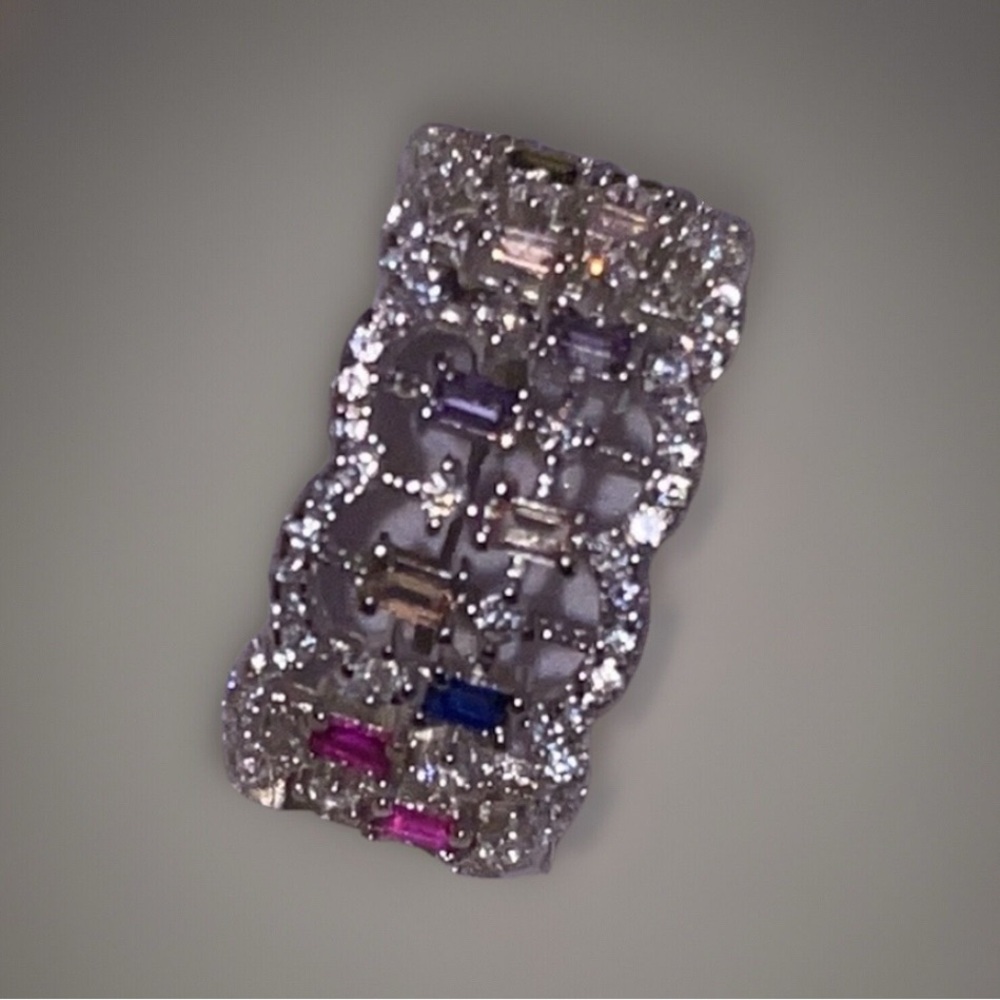 Sterling Silver Multi-Colored Stone Ring Size 7 - Picture 2 of 7